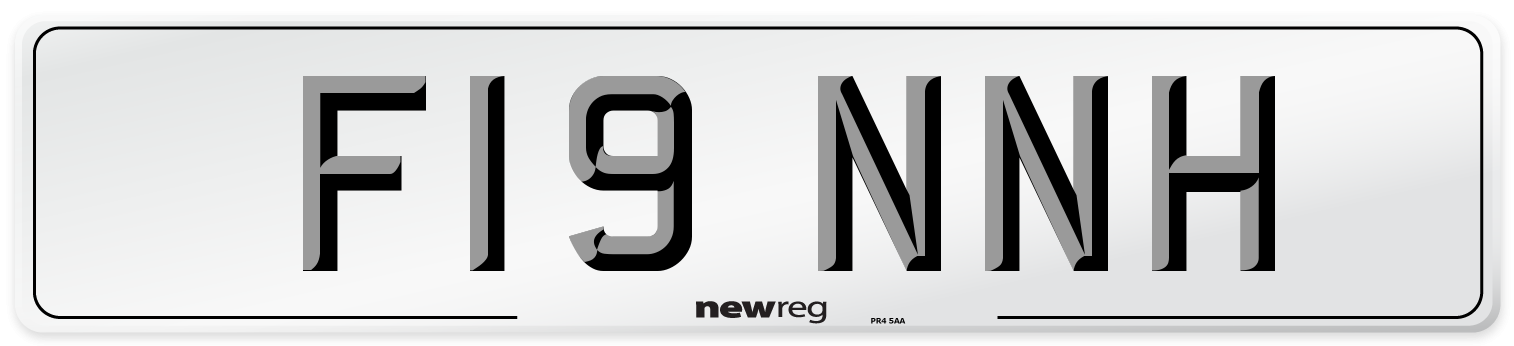 F19 NNH Number Plate from New Reg